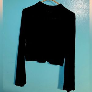 Black mock turtleneck crop top
